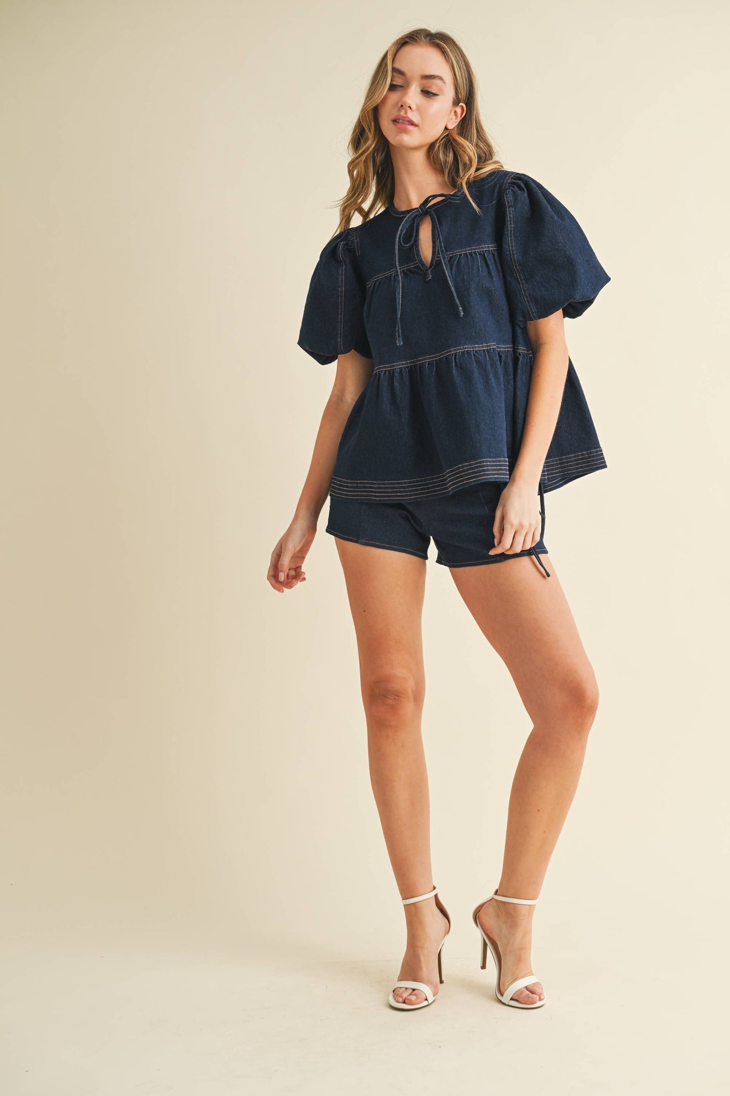 Tiered Denim Top