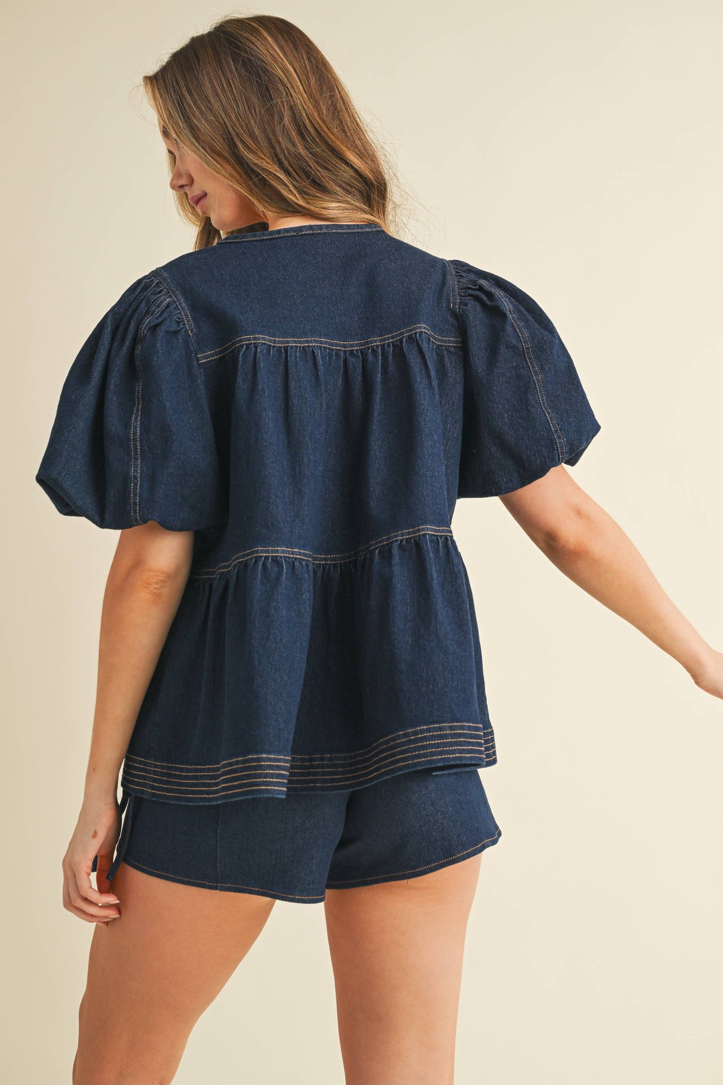 Tiered Denim Top