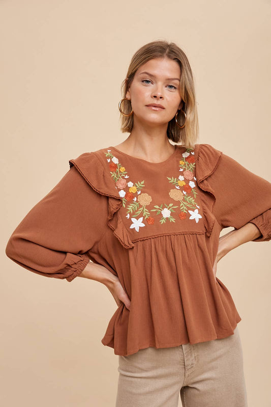Embroidered Floral Blouse
